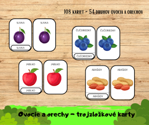 Ovocie a orechy - 3 zložkové karty